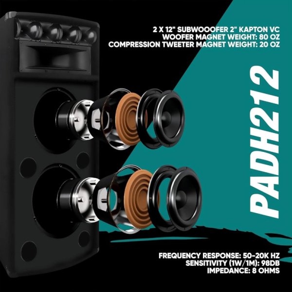 Pyle 最大出力1600W 定格出力800Wポータブル キャビネットPAスピーカー 九州・福岡レンタル