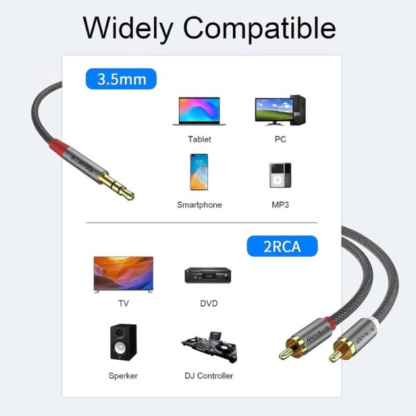 ANYPLUS 3.5 mmから2 RCA【3m】変換ケーブル 九州・福岡レンタル