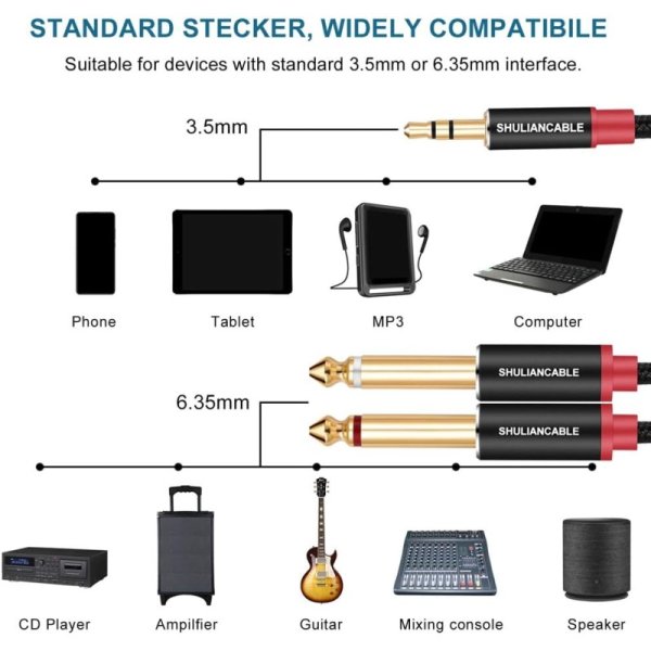 SHULIANCABLE 3.5mm to 6.35mm オーディオケーブル 九州・福岡レンタル