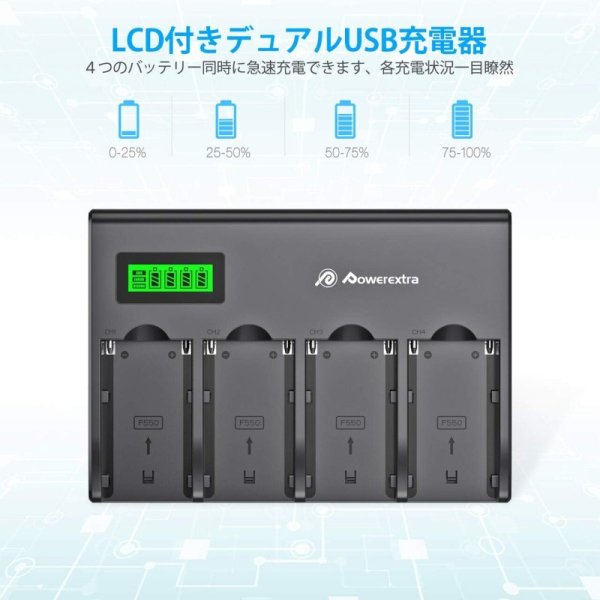NP-F970互換バッテリー 4個+急速充電器セット 8800mAh リチウムイオン電池 九州・福岡レンタル