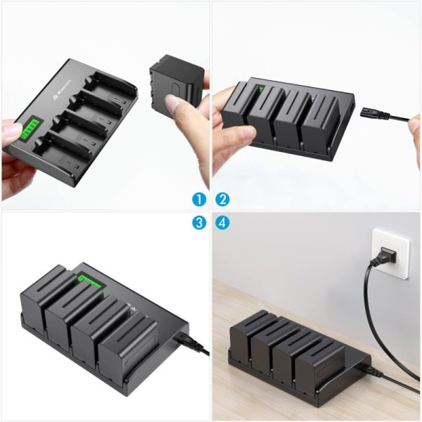 NP-F970互換バッテリー 4個+急速充電器セット 8800mAh リチウムイオン電池 九州・福岡レンタル