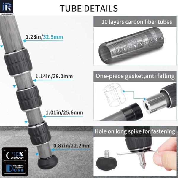 INNOREL カメラ 三脚 カーボン 一眼レフ三脚 25KG最大耐荷重 4段伸縮 18-189CM 九州・福岡レンタル