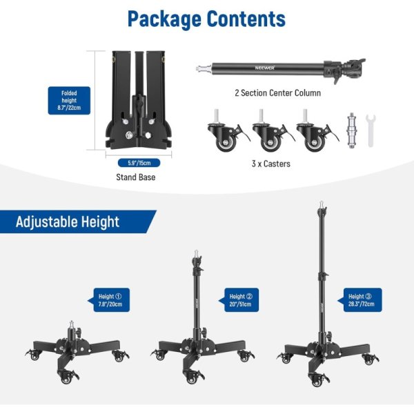 NEEWER 耐荷重ライトスタンド 折りたたみ式三脚スタンド（最大高さ2.4ft） 九州・福岡レンタル