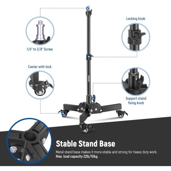 NEEWER 耐荷重ライトスタンド 折りたたみ式三脚スタンド（最大高さ2.4ft） 九州・福岡レンタル