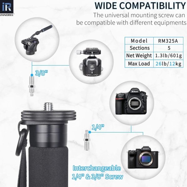 INNOREL 一脚 カメラ用 アルミ一脚 12KG耐荷重 5段伸縮 RM325A 九州・福岡レンタル