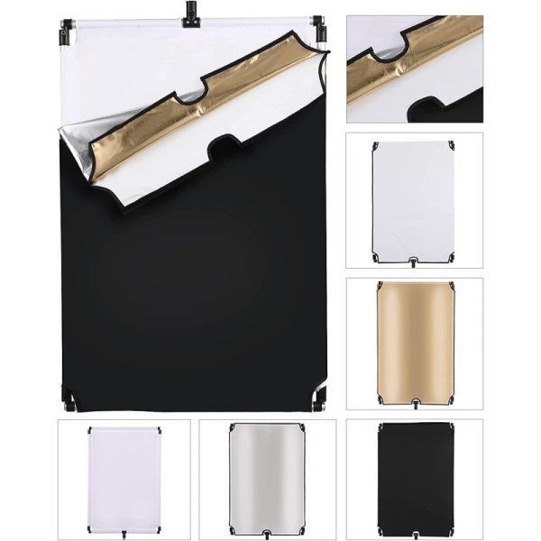 撮影用 枠トレ 60 x 90cm サンスクリム反射板 レフ板 ディフューザ 黒 白 金 銀 半透明の5色セット 九州・福岡レンタル